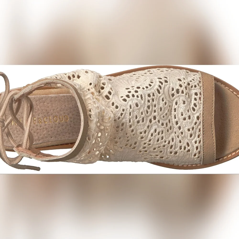 Musse & Cloud Ainee Eyelet/leather Lace-Up Back Sandals Size 8 LNIB